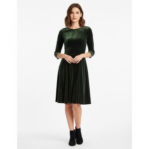 Unique Vintage Elegant olive Green Velvet Dress